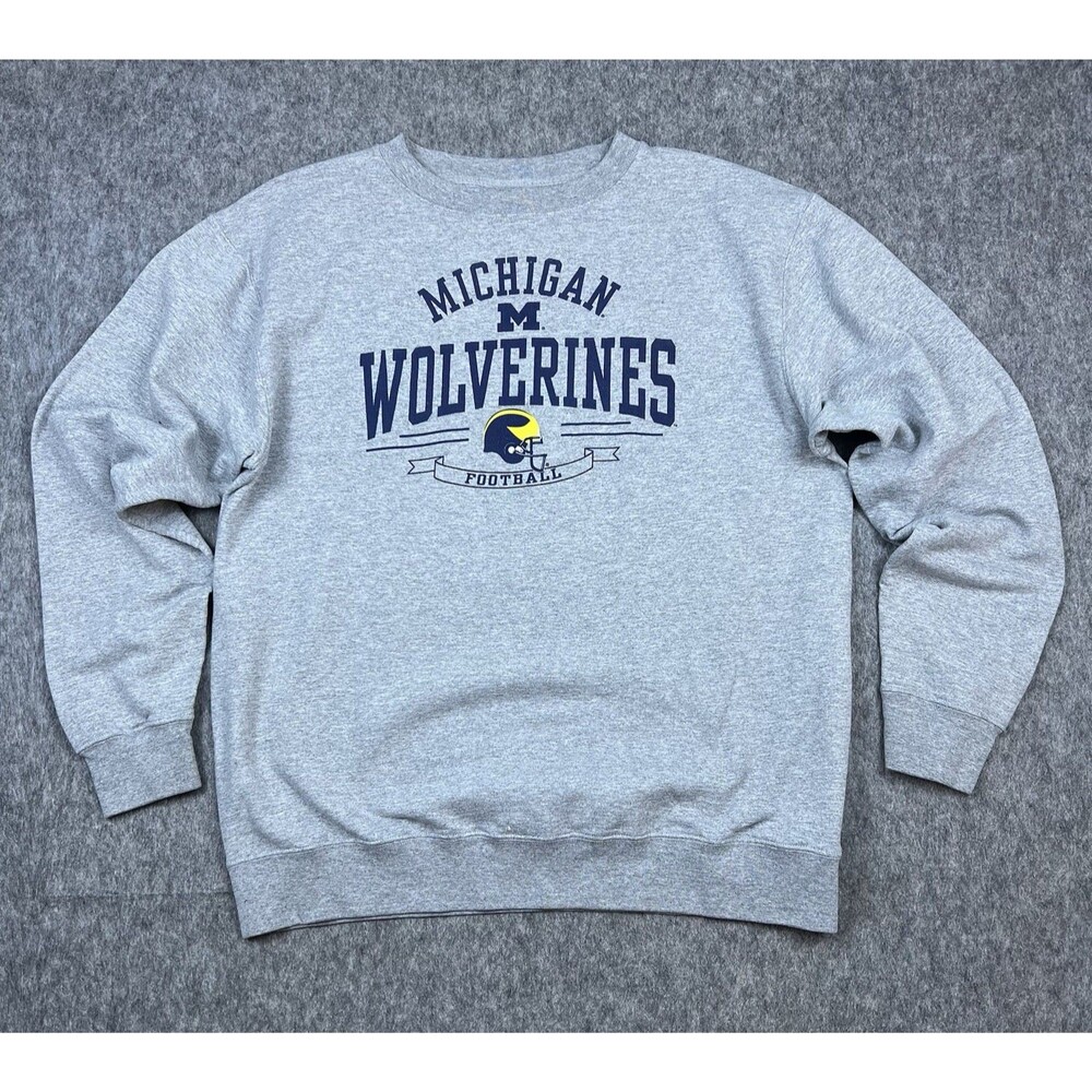 Vtg Pro Edge Men's Michigan Wolverines Sweatshirt Football Crewneck Fleece Sz L